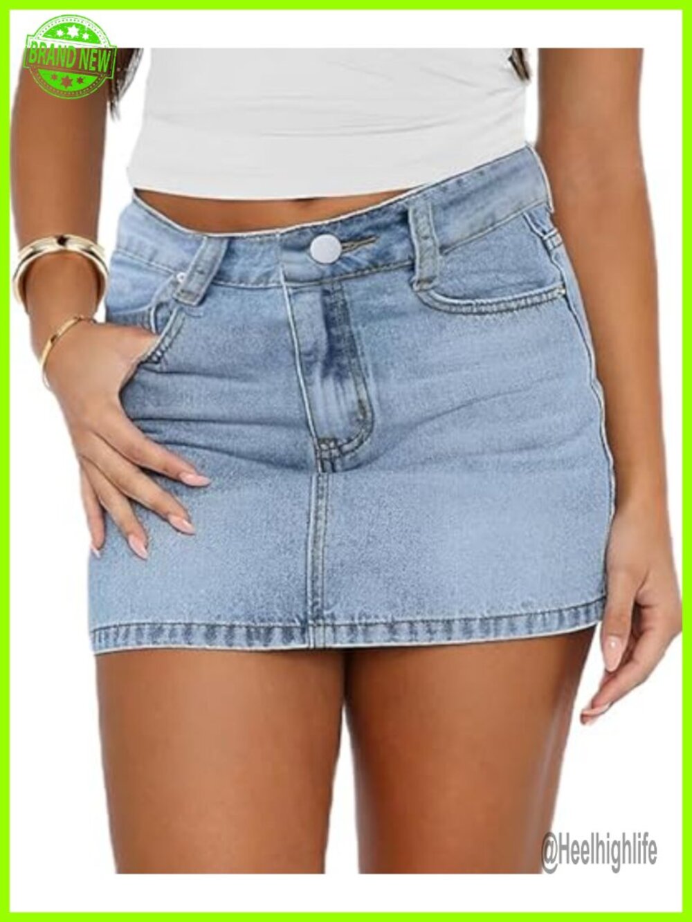 Women's Denim Mini Skirt Low Rise Bodycon Stretch Cargo Pockets